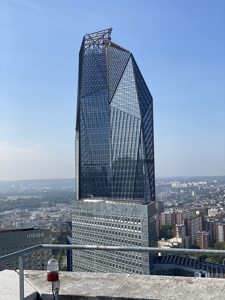 The Tour Hekla tower, viewed from the observation deck at the top floor of the Grande Arche de la Défense building