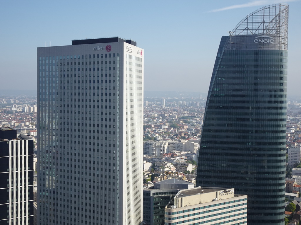 The Paris La Défense hotel and skyscrapers at the La Défense district, viewed from the observation deck at the top floor of the Grande Arche de la Défense building