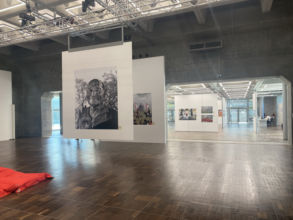 Interior of the exhibition `Hymne à la Beauté` at the top floor of the Grande Arche de la Défense building