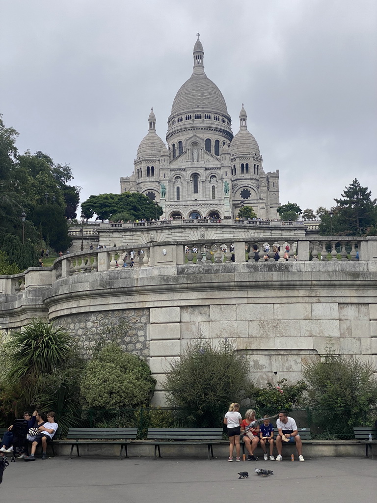 The Place Saint-Pierre square, the Square Louise Michel and the front of the Basilique du Sacré-Coeur church