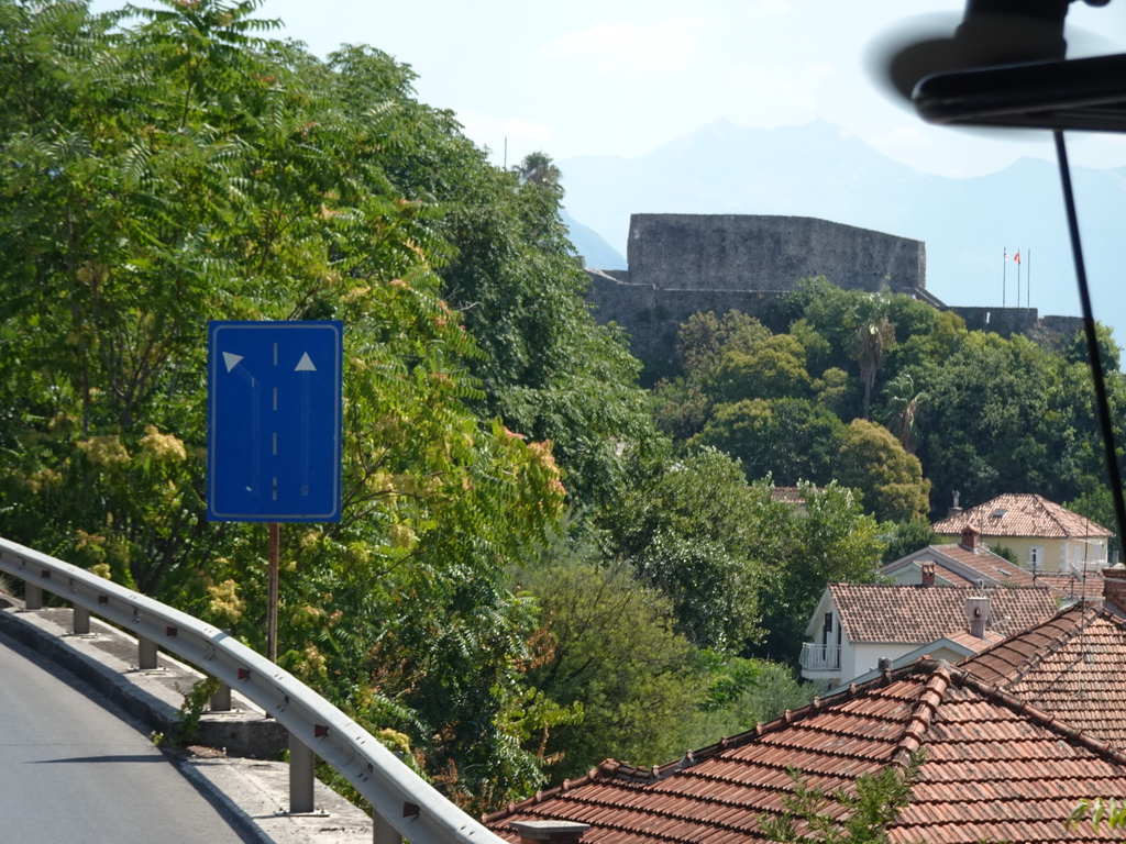 The Kanli Kula fortress at the town of Herceg Novi, viewed from the tour bus on the E65 road