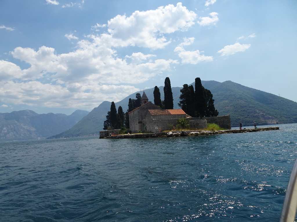 The Bay of Kotor with the Saint George Island, viewed from the parking lot at the west side of the town