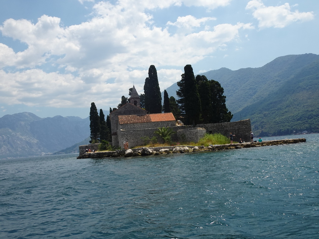 The Bay of Kotor with the Saint George Island, viewed from the parking lot at the west side of the town