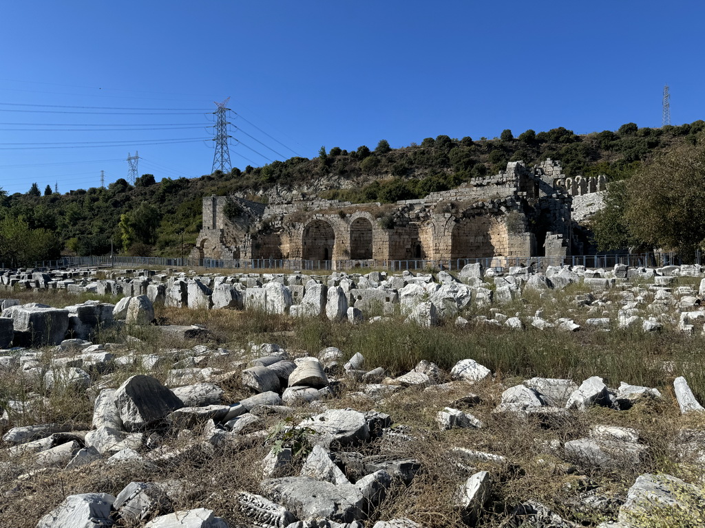 East side of the Roman Theatre of Perge, viewed from the south side of the Stadium at the Ancient City of Perge