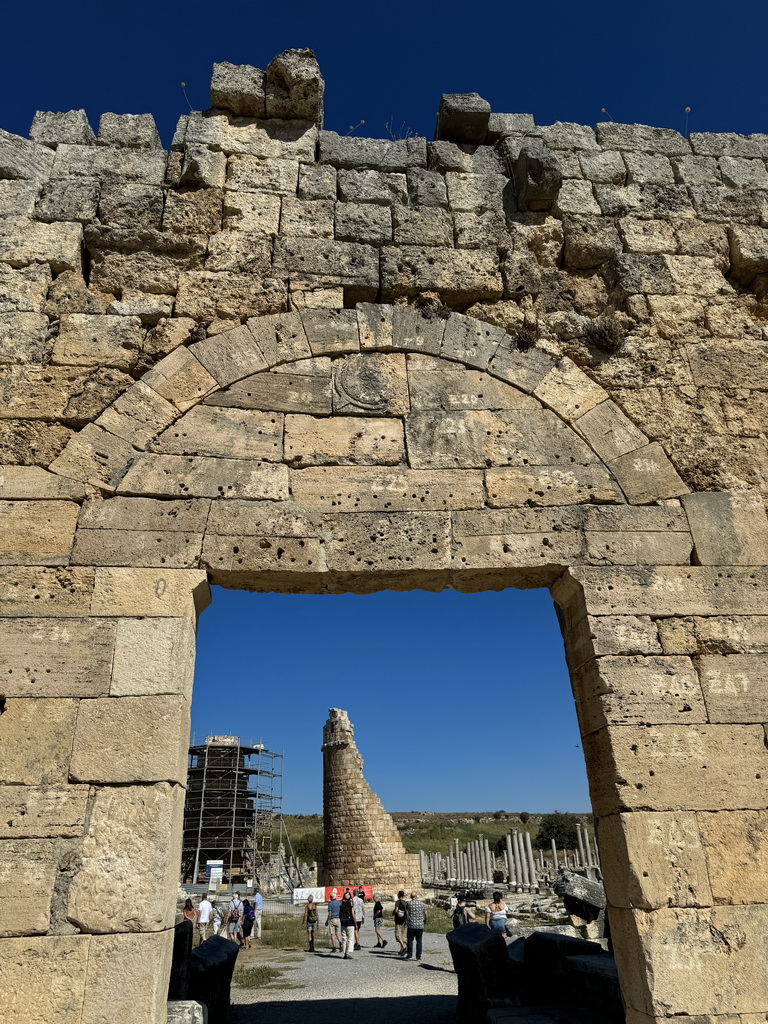 South side of the Roman Gate at the south side of the City Walls at the Ancient City of Perge, with a view on the Hellenistic City Gate and Towers