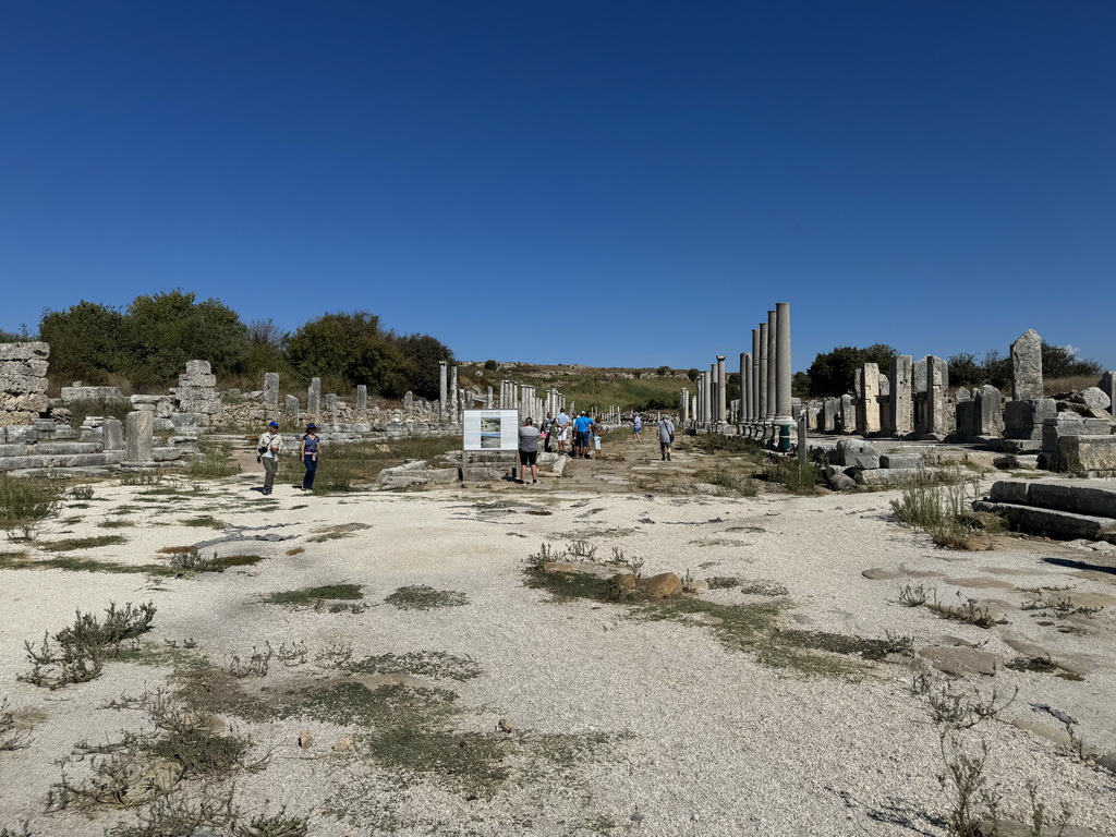 The Columned Main Street at the Ancient City of Perge, viewed from the south side, with explanation