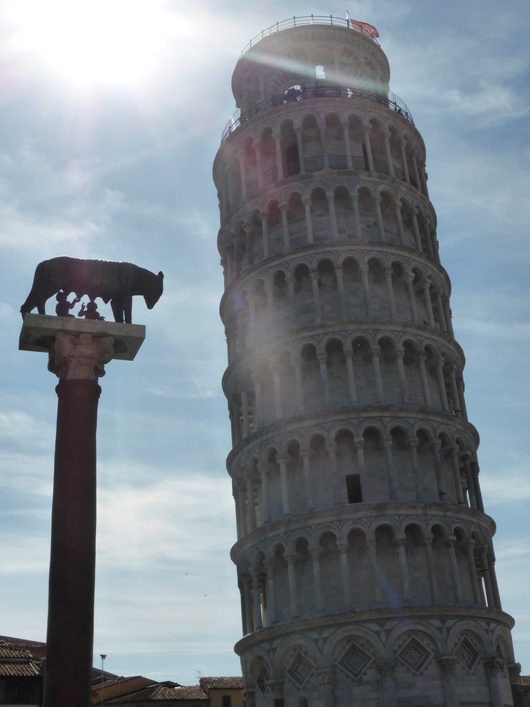 Statue of Romulus and Remus and the Leaning Tower of Pisa