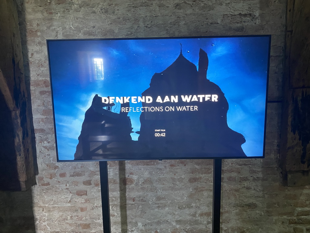 TV screen at the `Denkend aan Water` exhibition at the Top Floor of Loevestein Castle