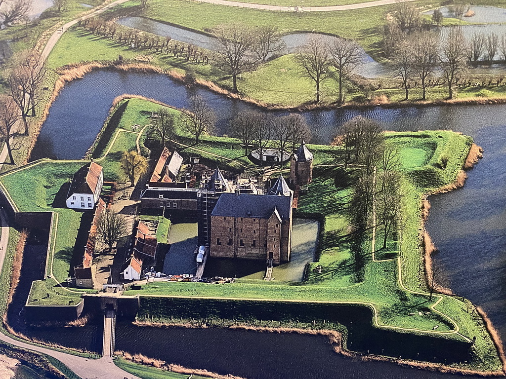 Old photograph of Loevestein Castle at the `Denkend aan Water` exhibition at the Top Floor of Loevestein Castle