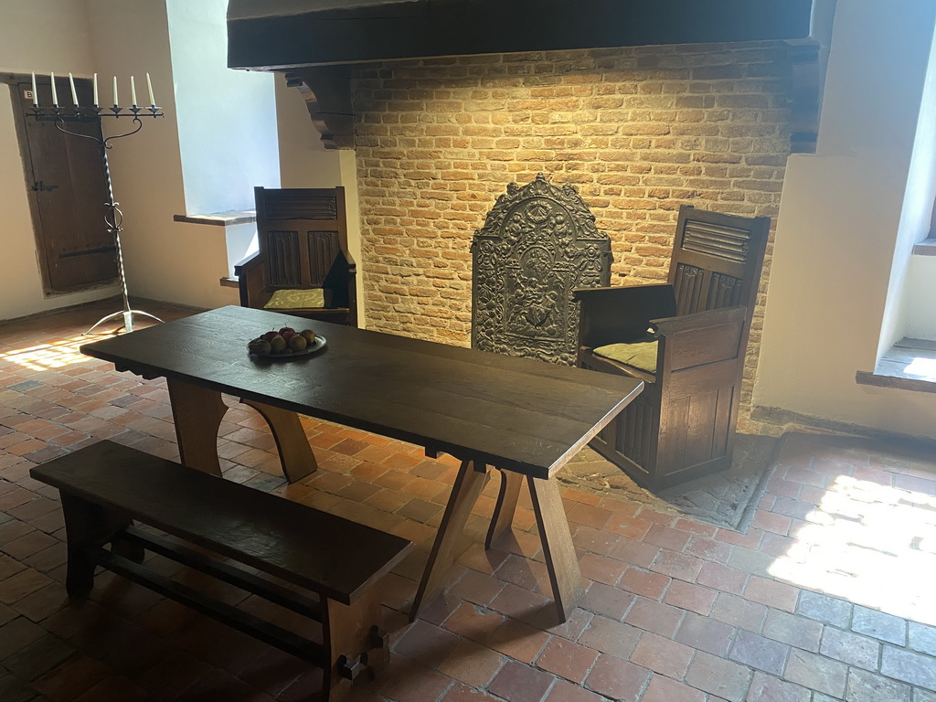 Chairs, bench and table at the Hall at the Middle Floor of Loevestein Castle