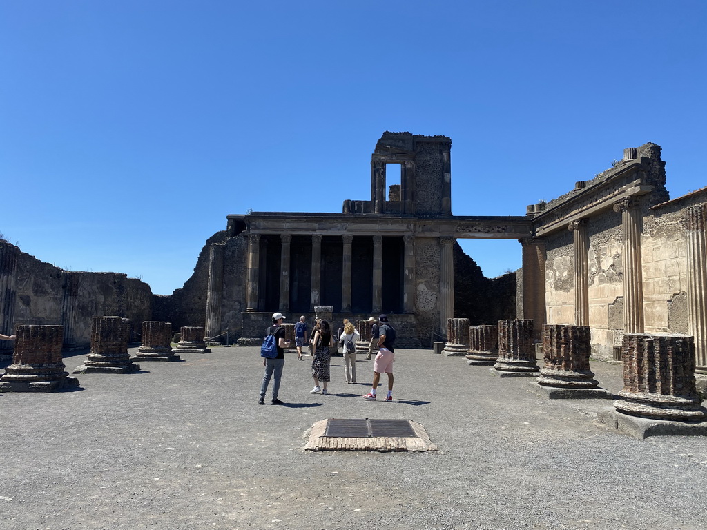 Walls and columns at the Basilica building at the Pompeii Archeological Site