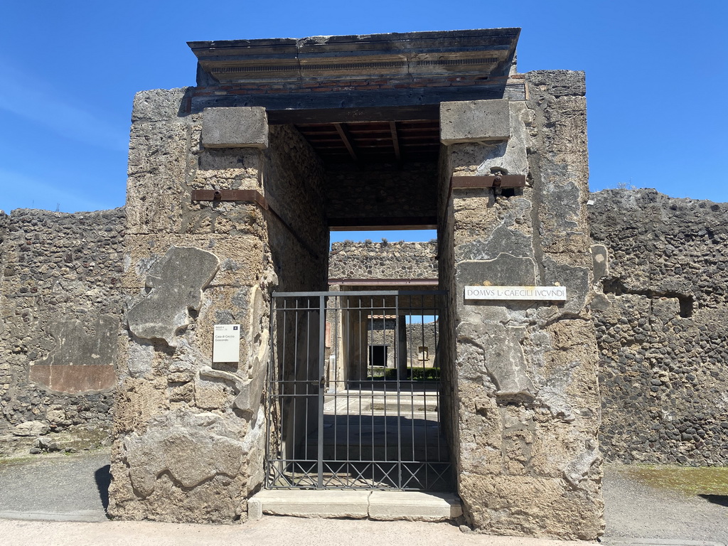 Front of the House of Cecilio Giocondo at the Vicolo di Mercurio street at the Pompeii Archeological Site