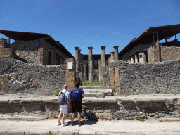 Front of the House of Marcus Epidius Rufus at the Via dell`Abbondanza street at the Pompeii Archeological Site