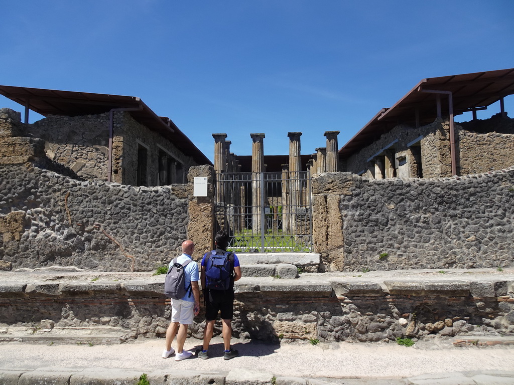 Front of the House of Marcus Epidius Rufus at the Via dell`Abbondanza street at the Pompeii Archeological Site