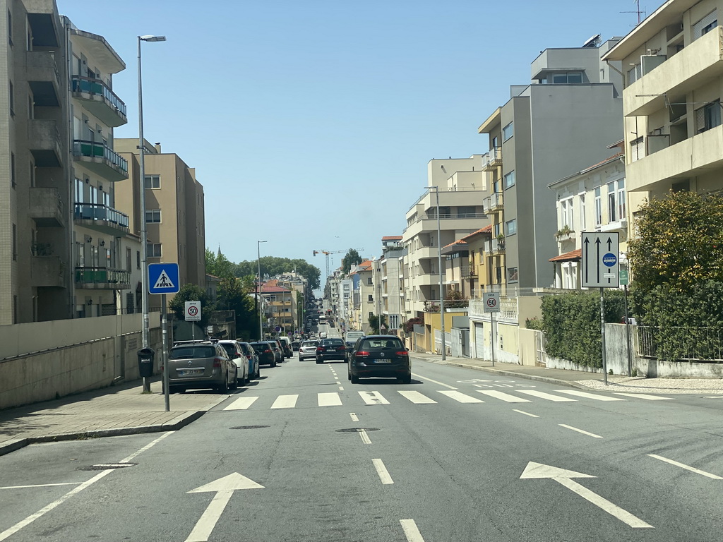 The Rua Carlos Malheiro Dias street, viewed from the taxi from the airport to the hotel