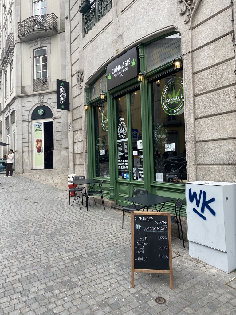 Front of the Cannabis Store Amsterdam at the Rua de Mouzinho da Silveira street