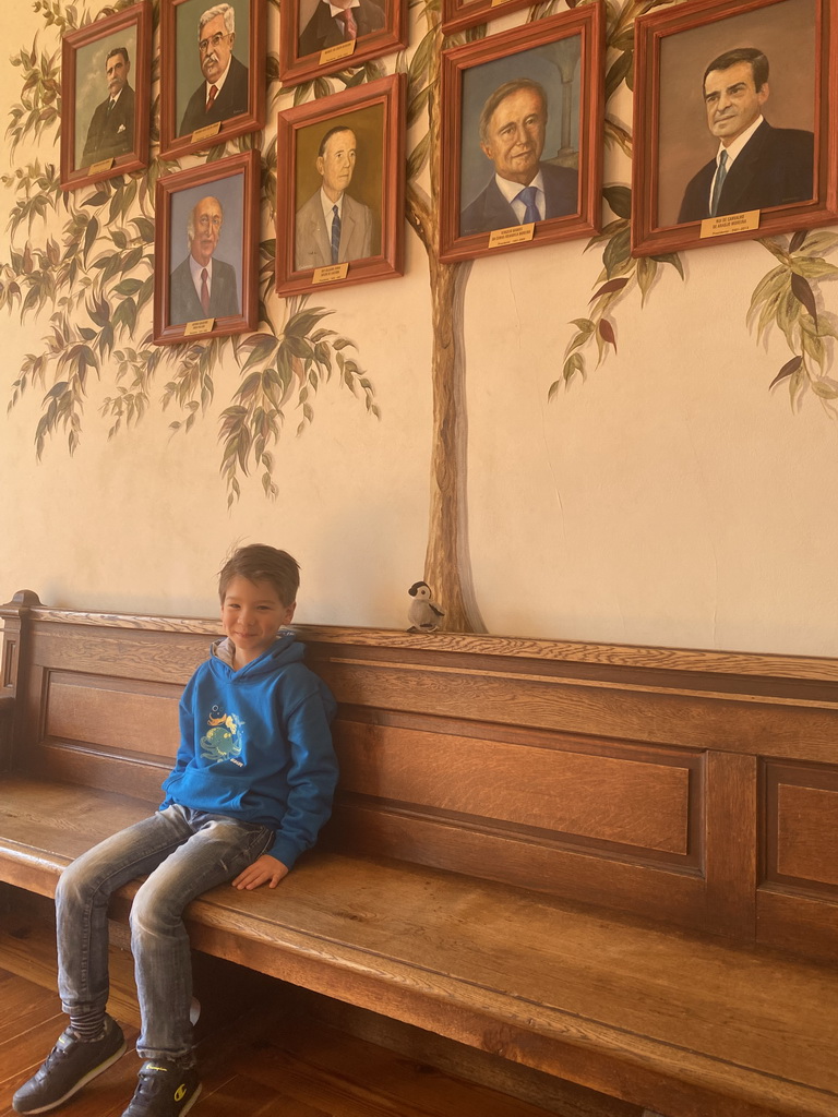 Max with portraits at the Former Presidents Gallery at the southeast side of the upper floor of the Palácio da Bolsa palace