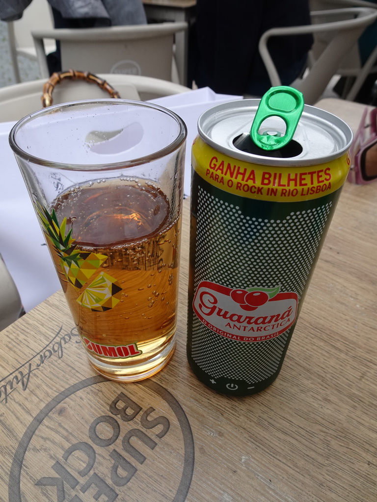 Guaraná Antarctica drink at a terrace at the Praça da Batalha square