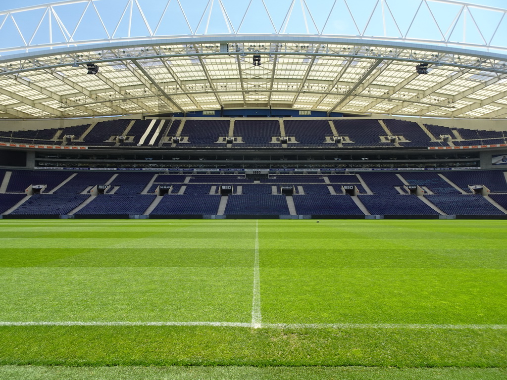 The pitch and the east grandstand of the Estádio do Dragão stadium