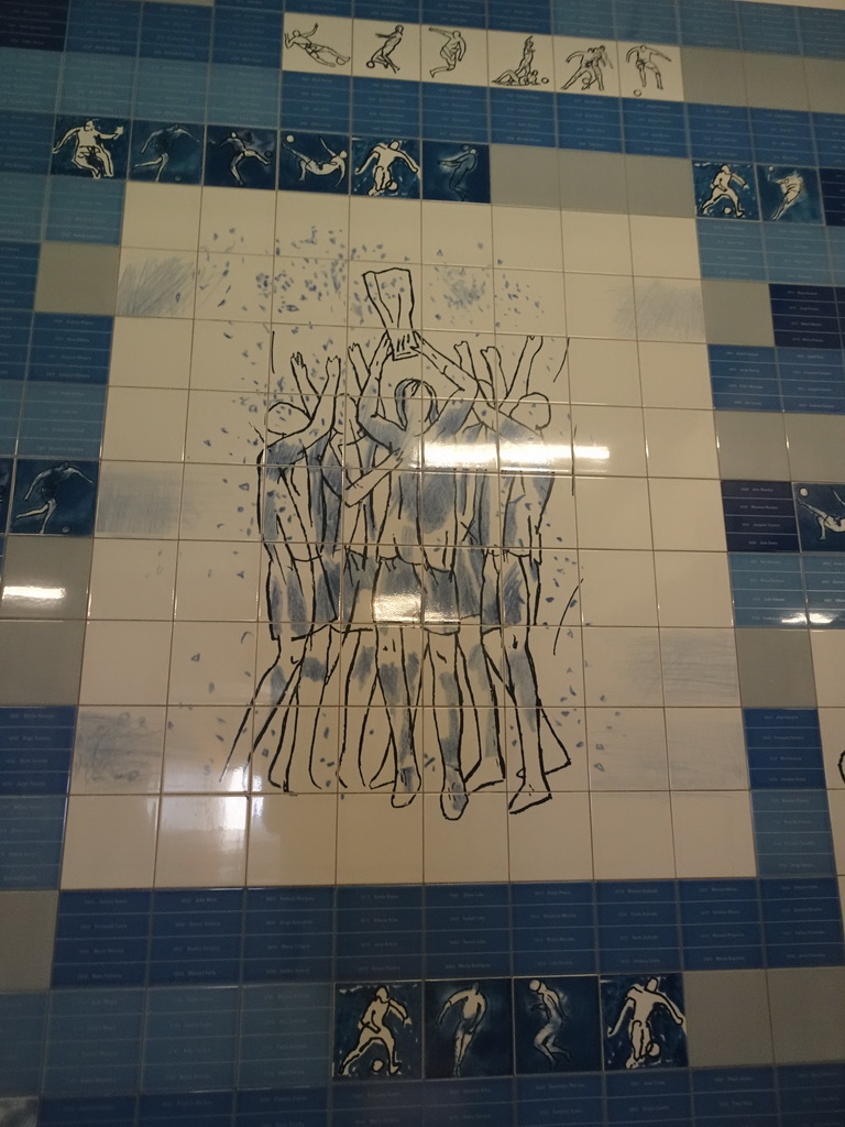 Painted tiles on the wall of the parking lot of the Estádio do Dragão stadium