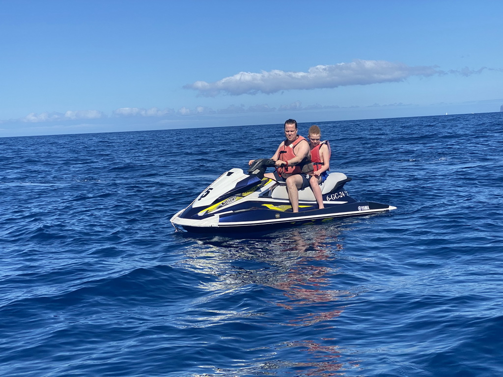 Jet ski, viewed from a small boat from the Sagitarius Cat boat