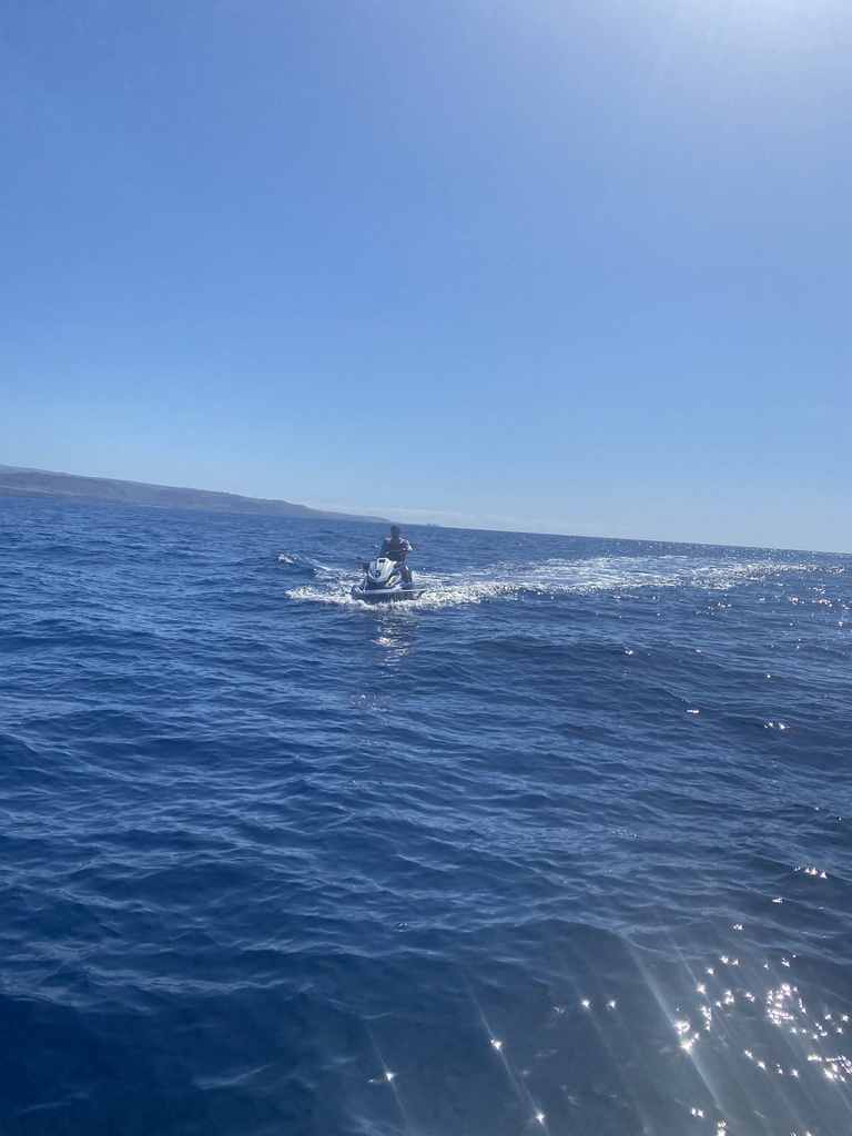 Tim and Max on a jet ski