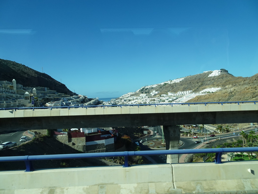 The town center, viewed from the tour bus bus from Maspalomas on the GC-1 road