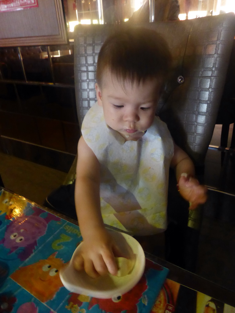 Max having lunch in a restaurant at Aihua East Road