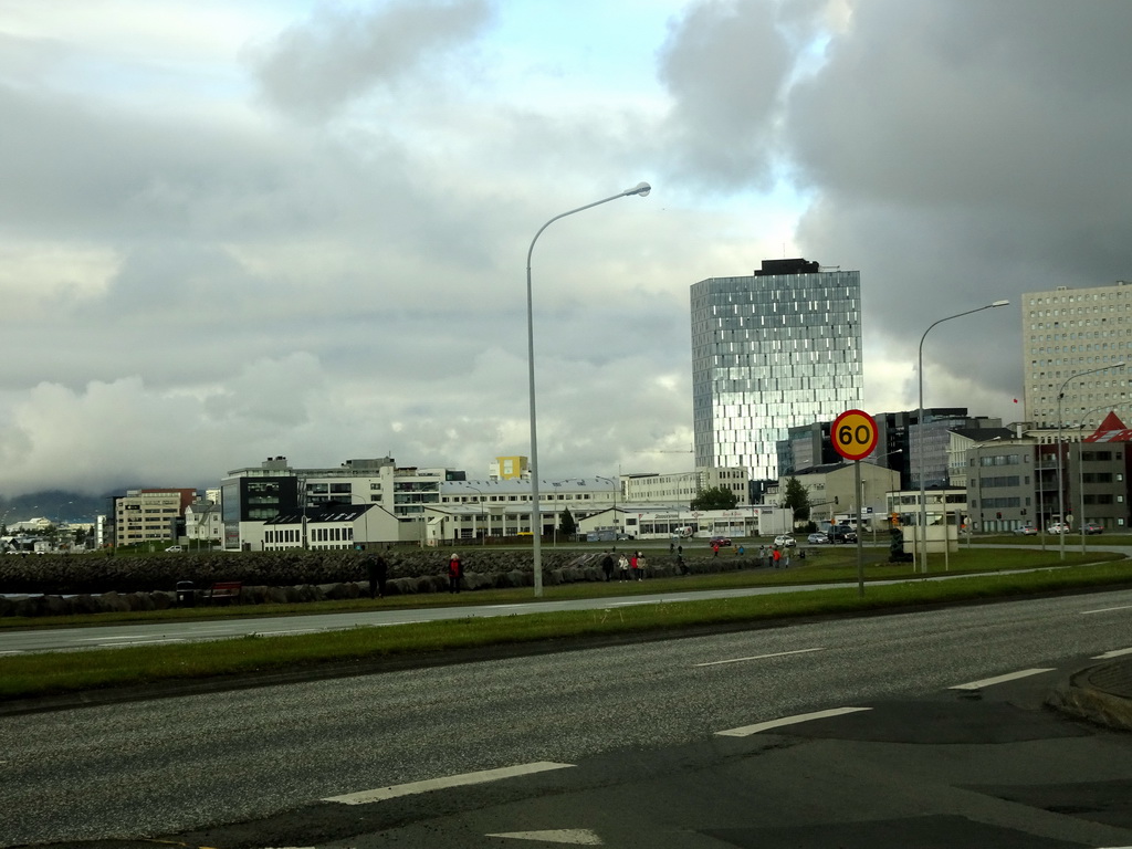 The Sæbraut street, viewed from the rental car