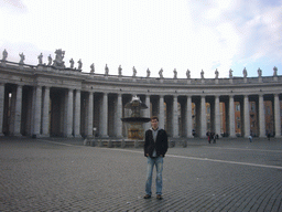 Tim at Saint Peter`s Square, with the South fountain