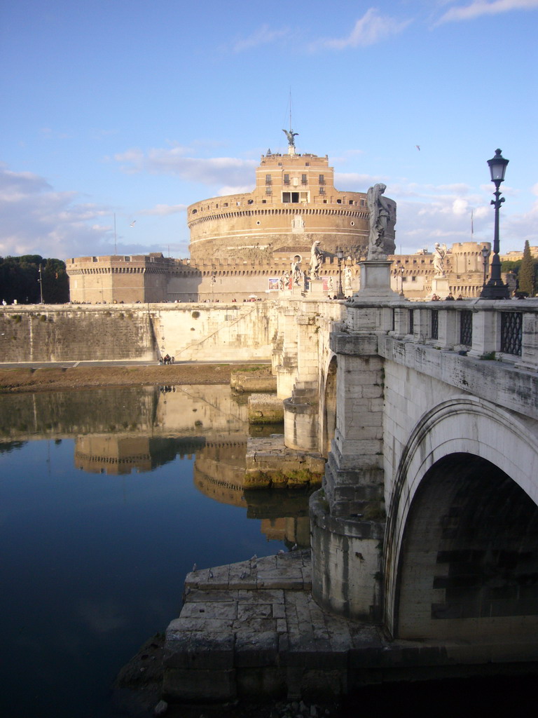 The Ponte Sant`Angelo bridge (with ten statues), the Tiber river and the Castel Sant`Angelo