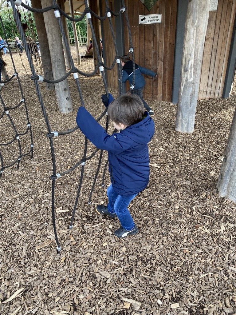 Max at the playground at the Oewanja Lodge at the Africa area at the Diergaarde Blijdorp zoo