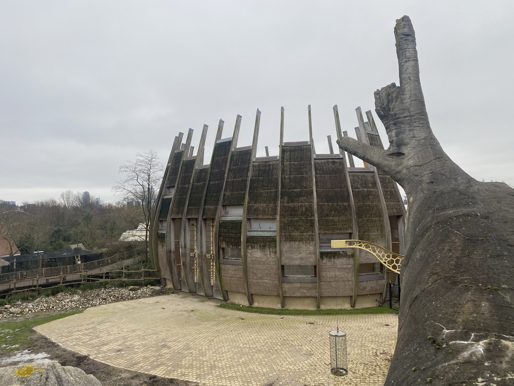 Giraffe enclosure at the Africa area at the Diergaarde Blijdorp zoo, viewed from the Tree of Life