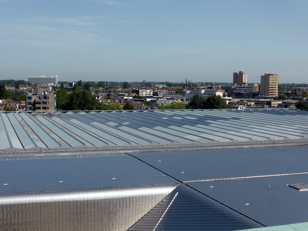 The roof of the Rotterdam Central Railway Station and the north side of the city, viewed from the roof of the Groothandelsgebouw building