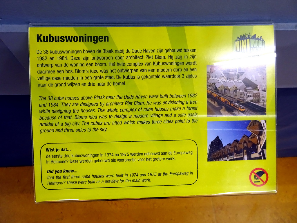 Explanation on the Kubuswoningen buildings at Miniworld Rotterdam