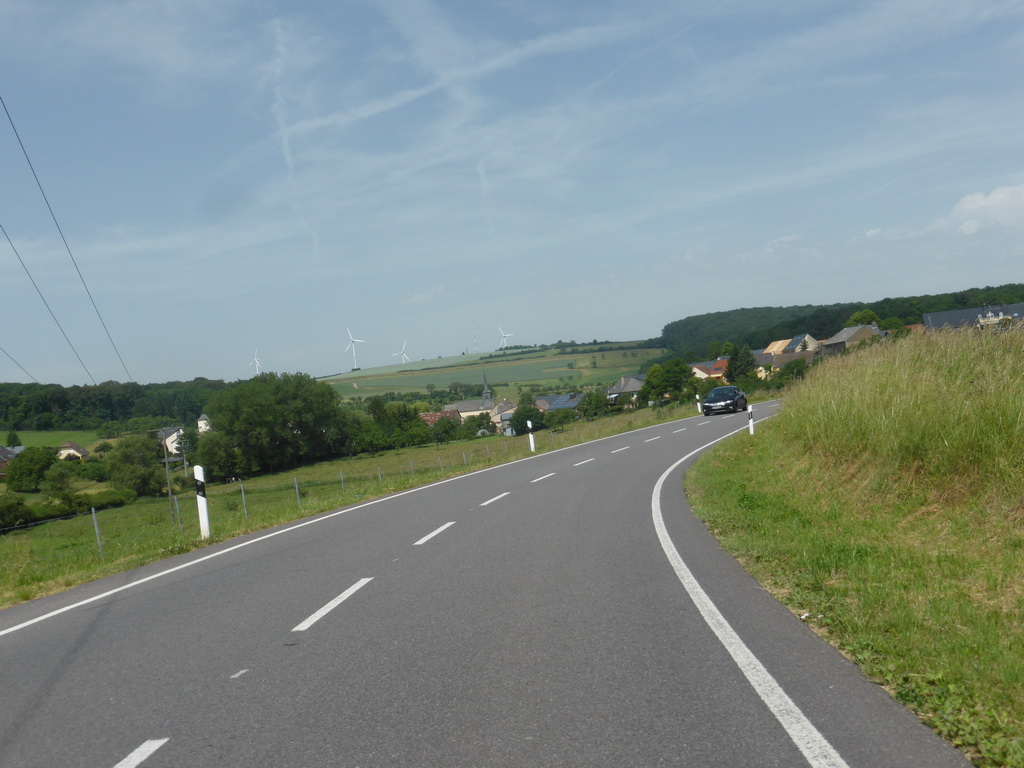 Grasslands next to the Iewescht Strooss street near Mompach, viewed from the car