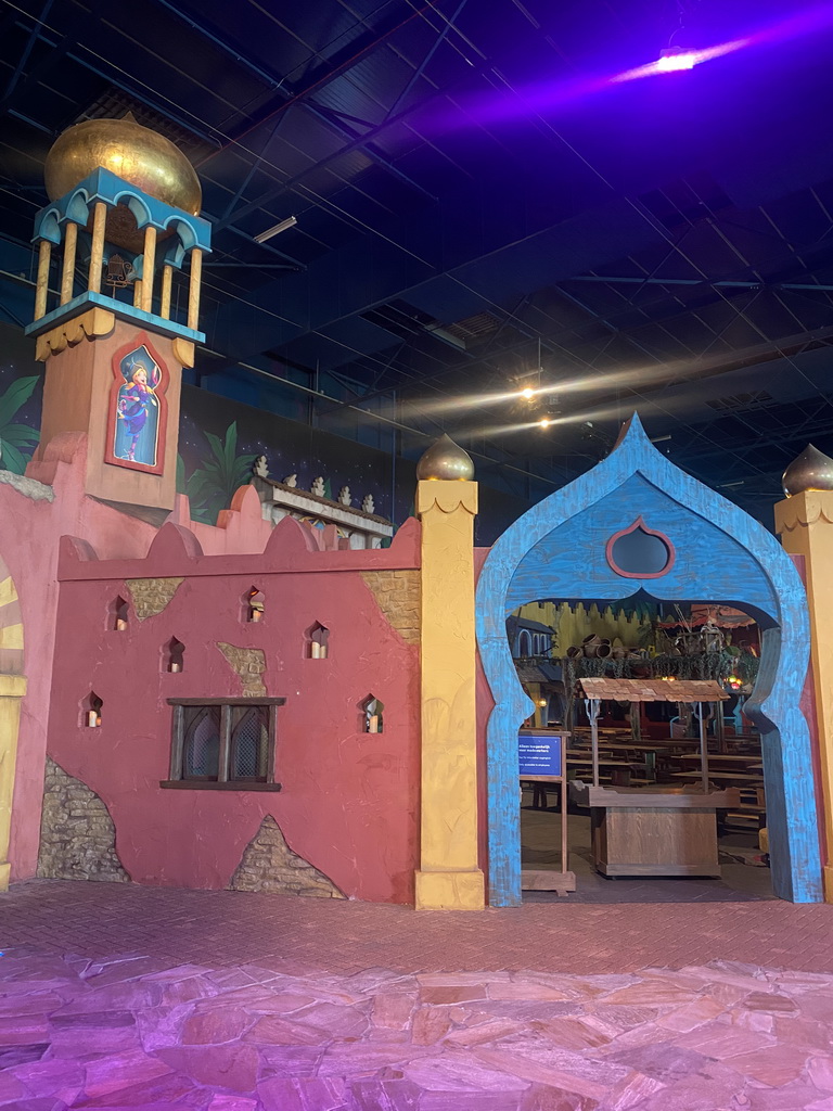 Tower and gate at the Land van Toos section at the Toverland theme park