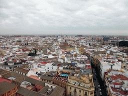 The east side of the city, with the Iglesia de Santa Cruz church, viewed from the top of the Giralda tower