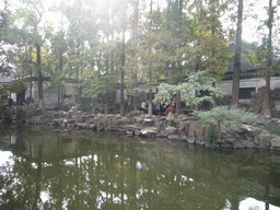 Miaomiao on a bench in the Yuyuan Garden in the Old Town