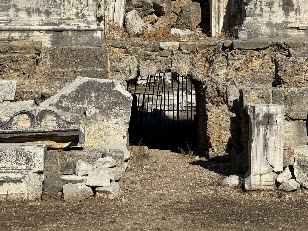 Gate at the stage of the Roman Theatre of Side, viewed from the bottom of the southwest auditorium