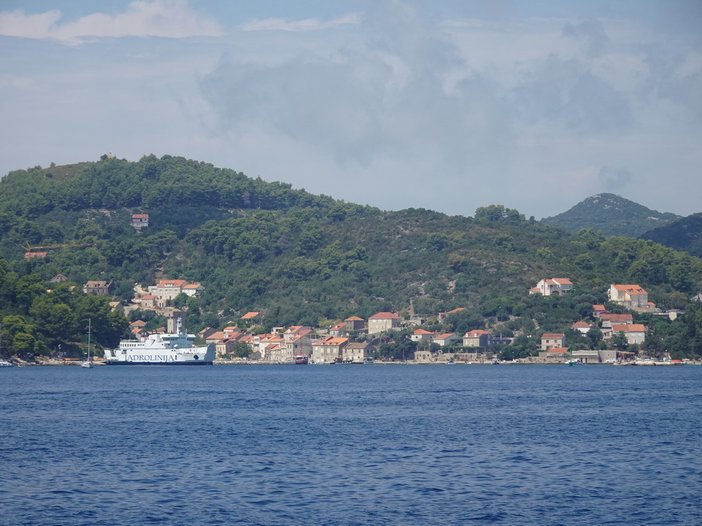 Boats at the Sudurad Harbour, viewed from the Elaphiti Islands tour boat