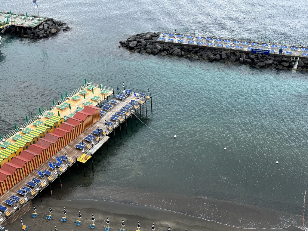 The piers at the San Francesco beach, viewed from the Piazza della Vittoria square