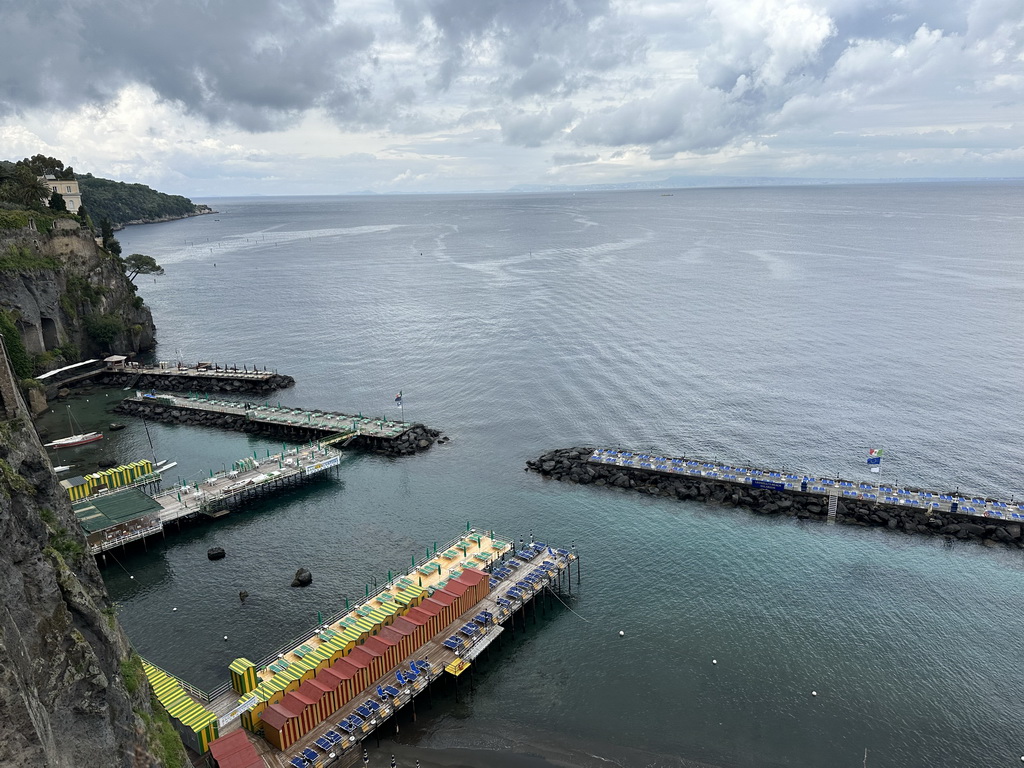 The piers at the San Francesco beach, viewed from the Piazza della Vittoria square