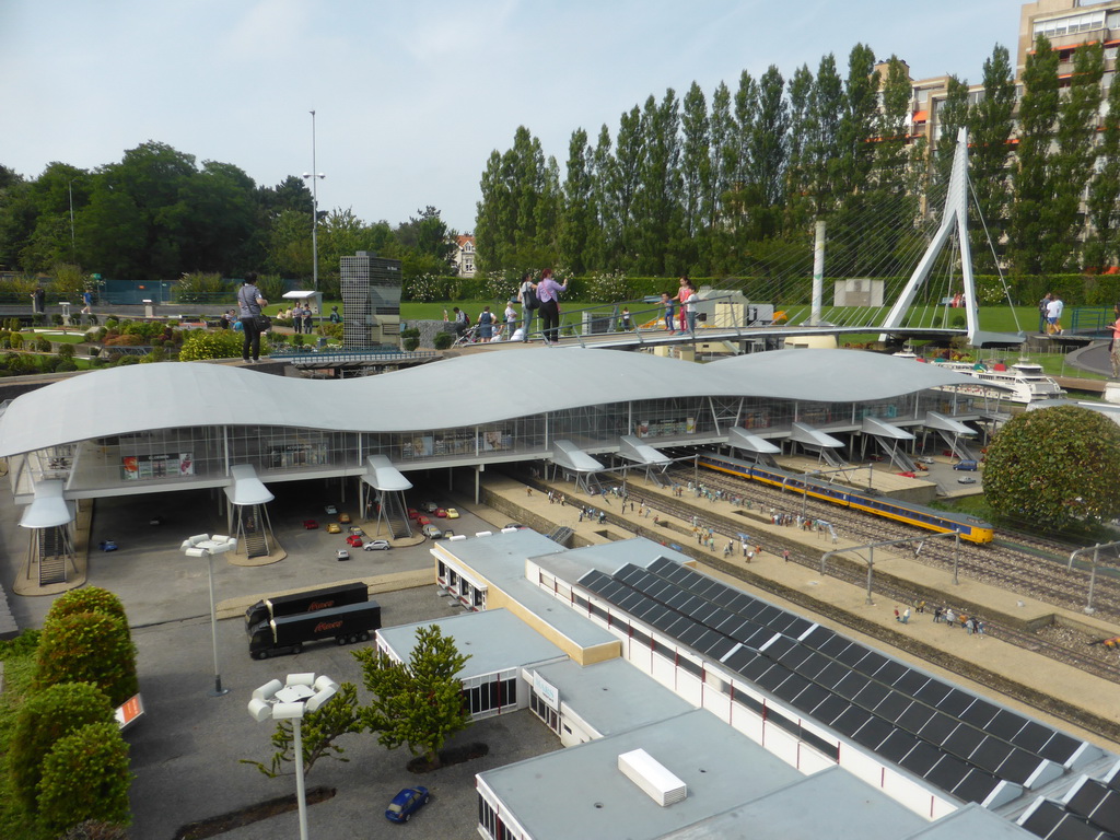 Scale model of the Utrecht Central Railway Station and the Erasmusbrug bridge of Rotterdam at the Madurodam miniature park