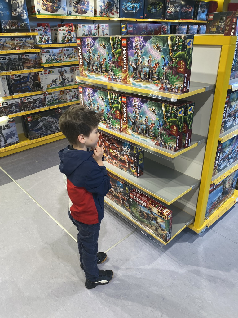 Max at the shop at the Legoland Discovery Centre at the Strandweg road