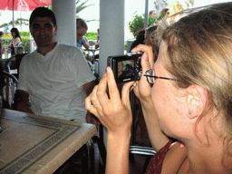 Our friends on a terrace at the beach at the east side of Valencia