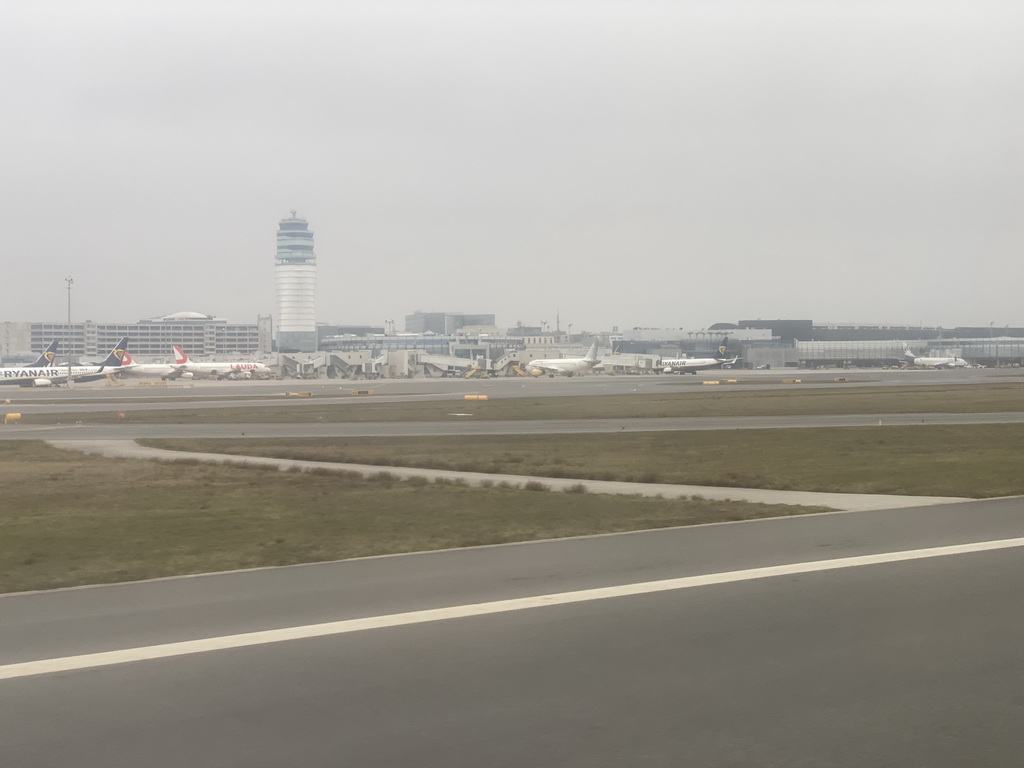 Vienna International Airport, viewed from the airplane from Eindhoven