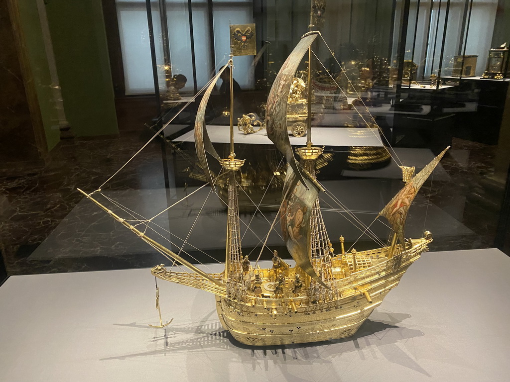 Automaton in the form of a ship by Hans Schlottheim at Room XXVII of the Kunstkammer Vienna at the upper ground floor of the Kunsthistorisches Museum Wien