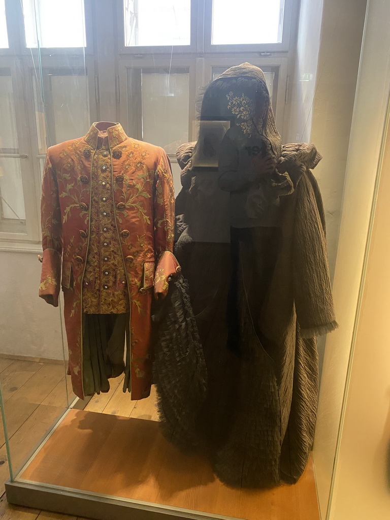 Clothes at the exhibition `Vienna in the Era of Mozart` at the third floor of the Mozarthaus Vienna museum