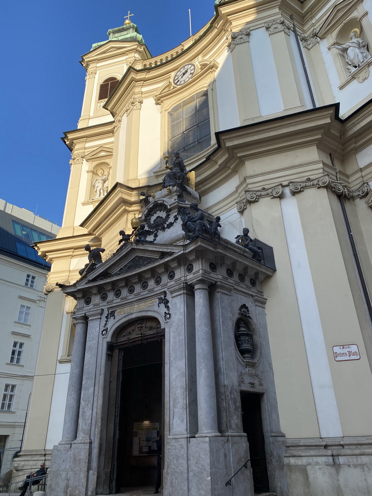 Front of St. Peter`s Catholic Church at the Petersplatz square